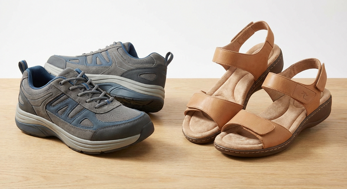 Comfortable supportive shoes with cushioned insoles for burning feet syndrome