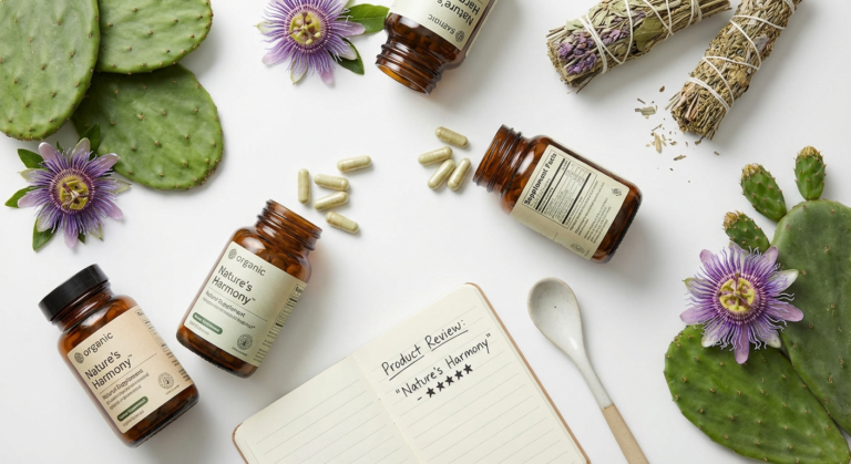 Natural supplement capsules with prickly pear, passionflower and herbal ingredients for nerve health support