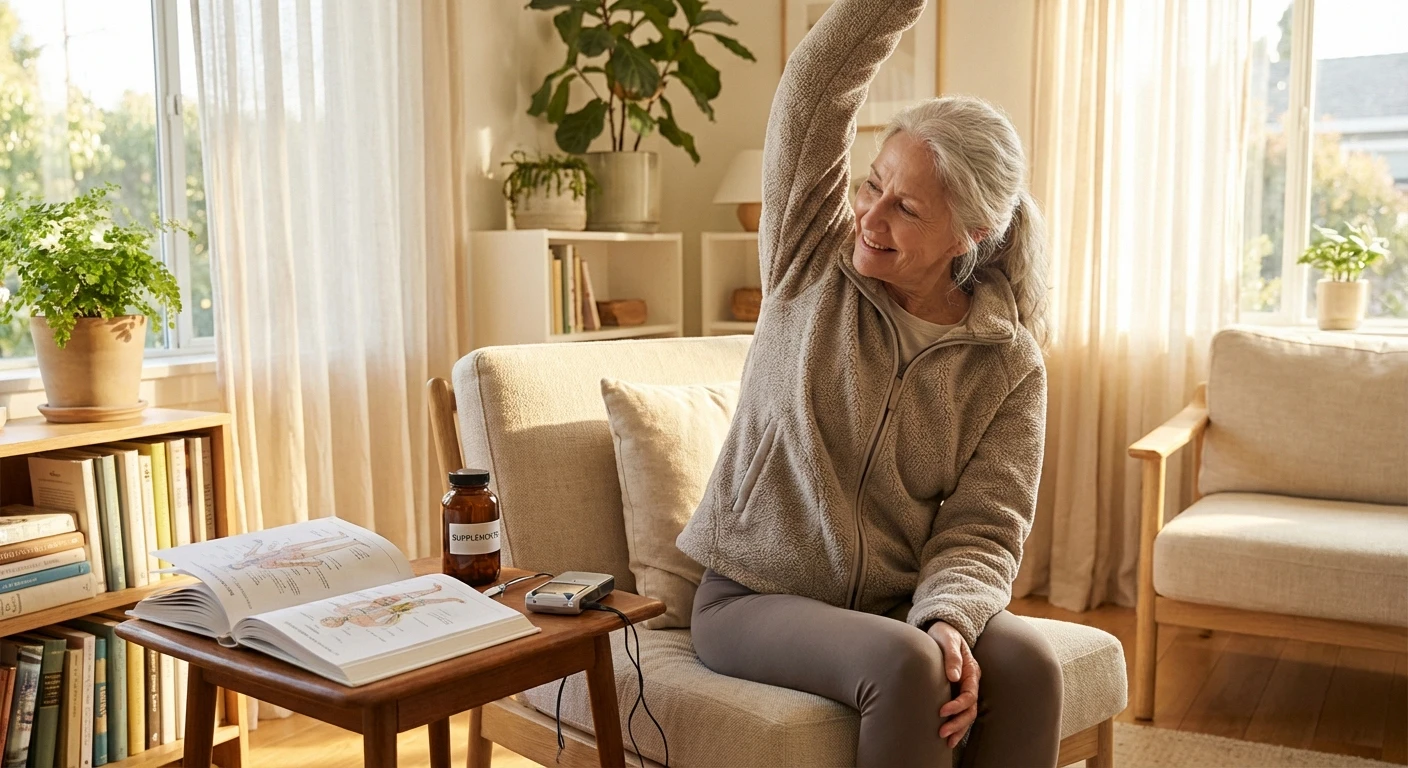 Woman combining acupuncture with exercise and supplements for neuropathy management