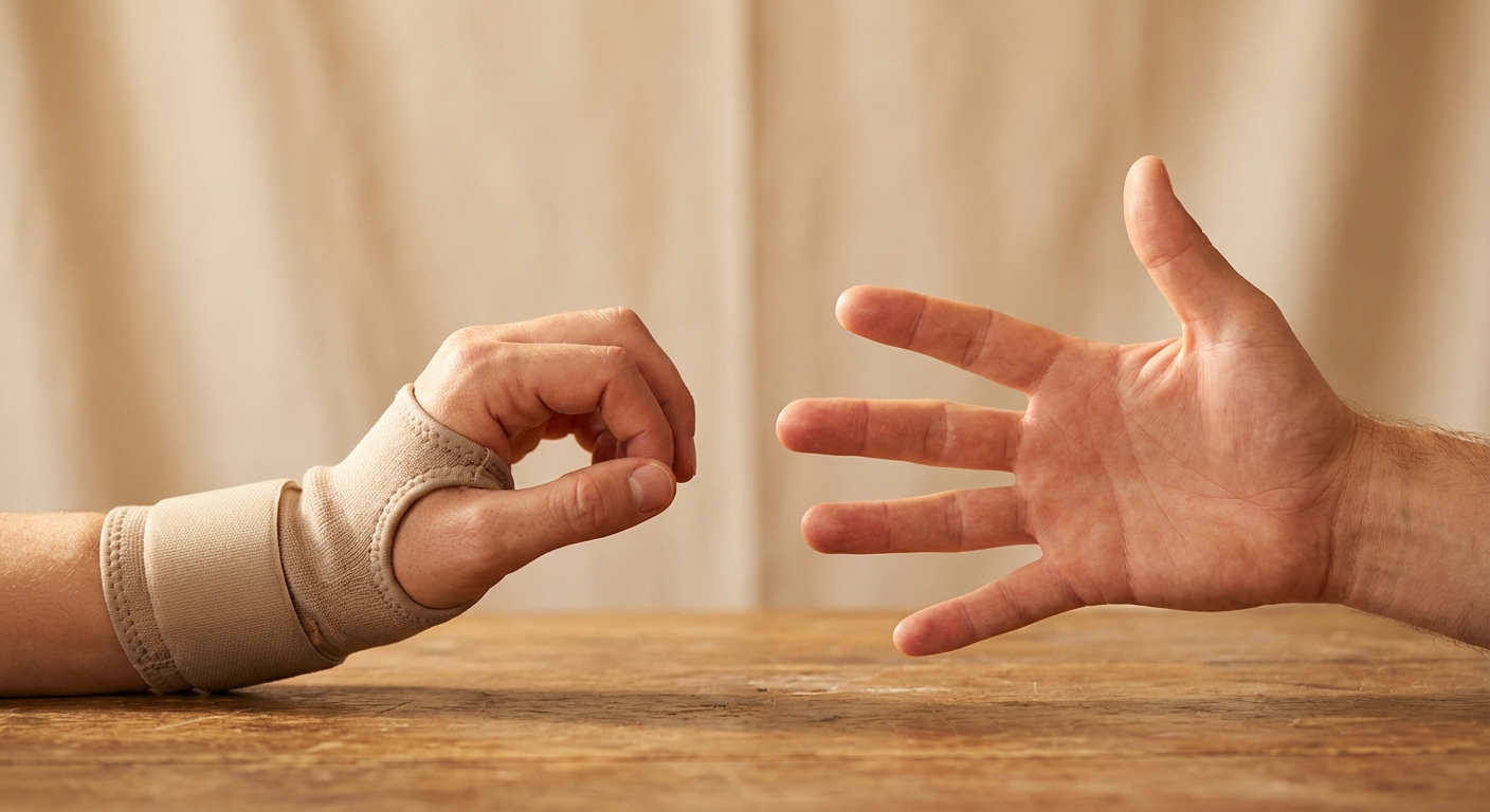 Side-by-side comparison of carpal tunnel wrist area versus full hand neuropathy pattern