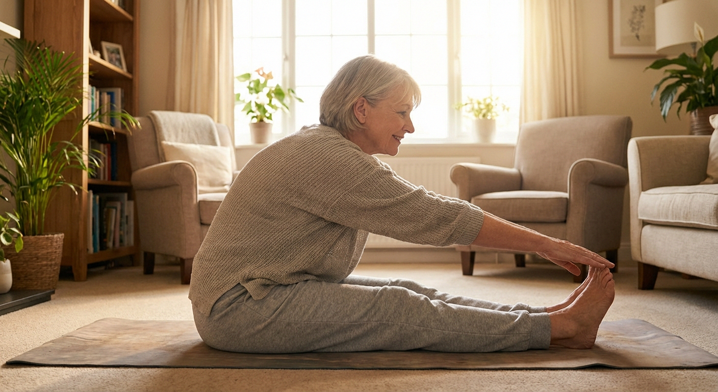 Person doing gentle yoga and stretching for idiopathic neuropathy symptom management