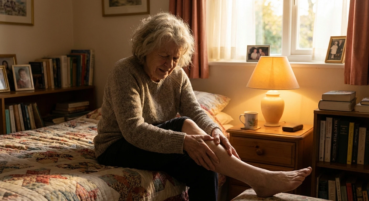 Senior experiencing muscle cramps which may indicate magnesium deficiency affecting neuropathy