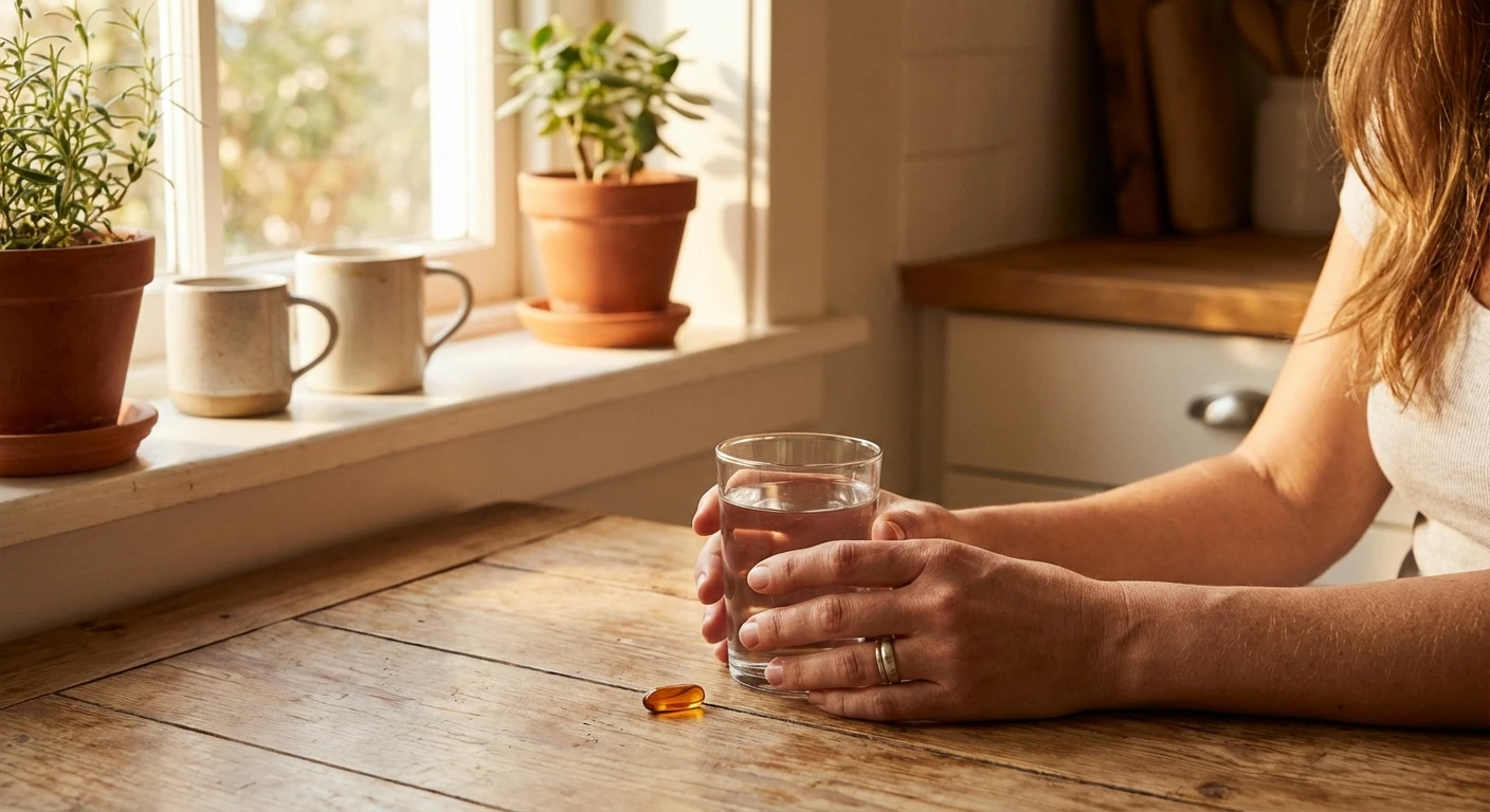 Woman taking a magnesium supplement as part of her daily neuropathy management routine