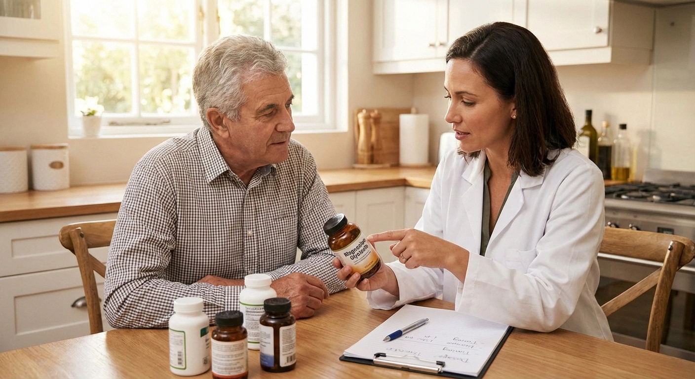 Senior discussing magnesium supplements with doctor