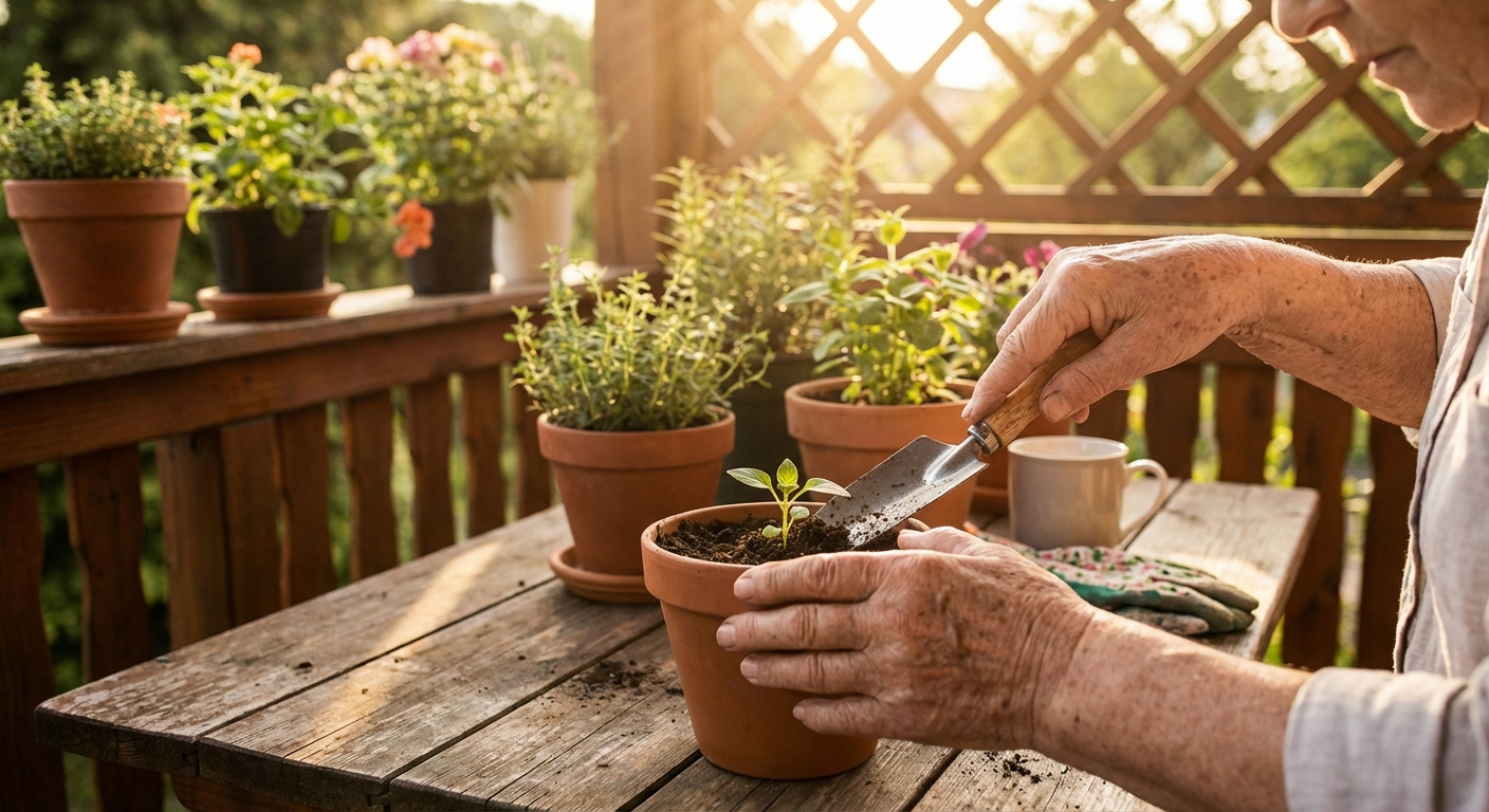 Hands engaged in gardening activity, suggesting recovery and hope for hand neuropathy