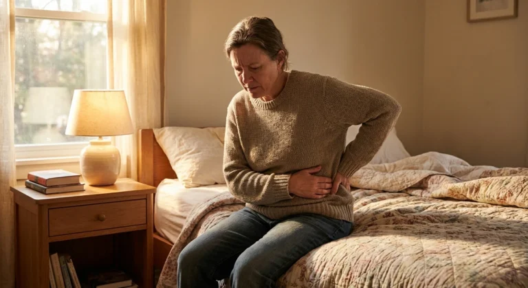 Person experiencing post herpetic neuralgia nerve pain along the ribcage after shingles