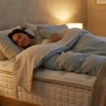 Person sleeping peacefully on supportive mattress in calm bedroom environment for neuropathy pain relief