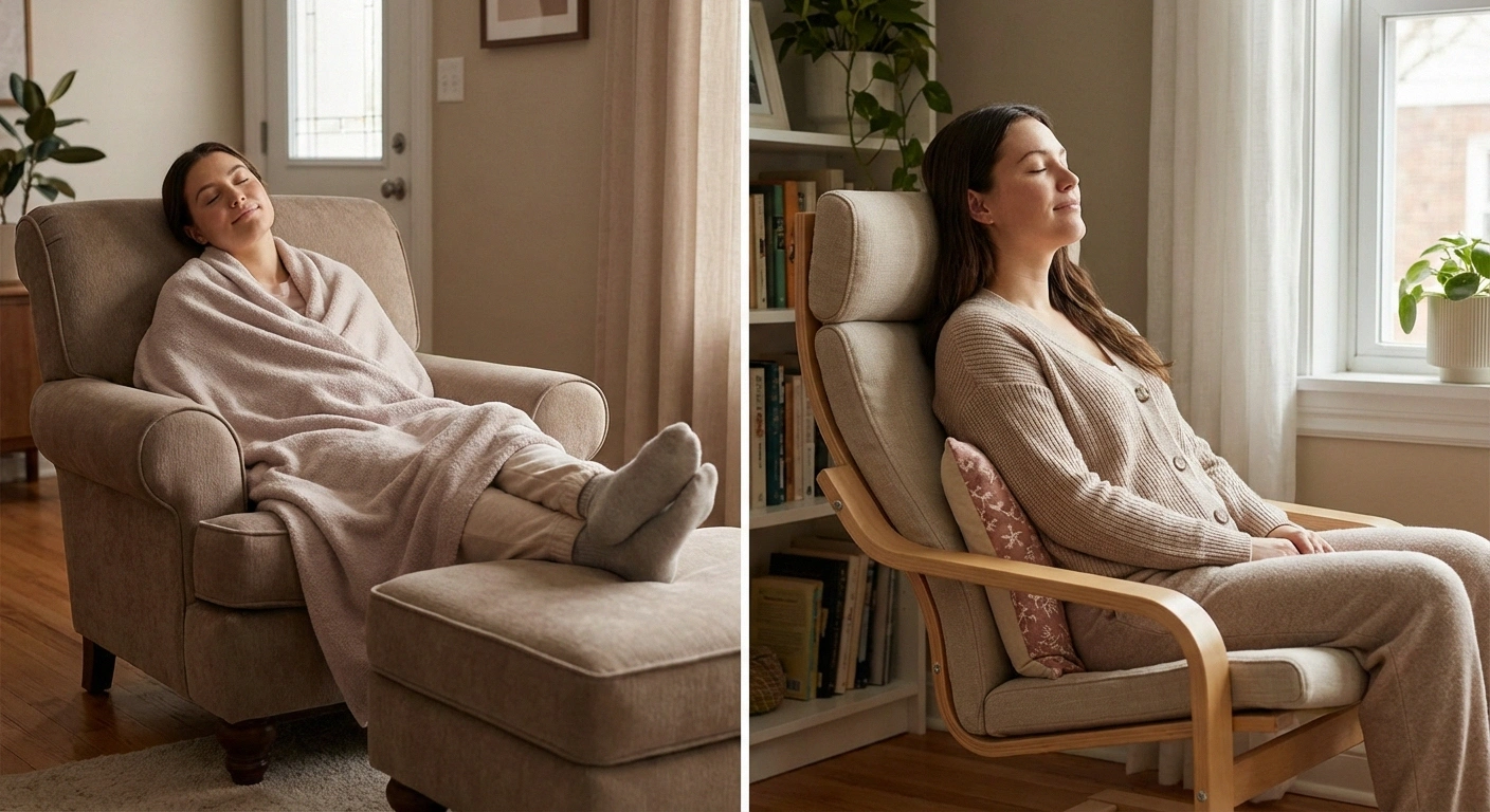 Comfortable meditation positions for people with neuropathy pain including reclined and seated options