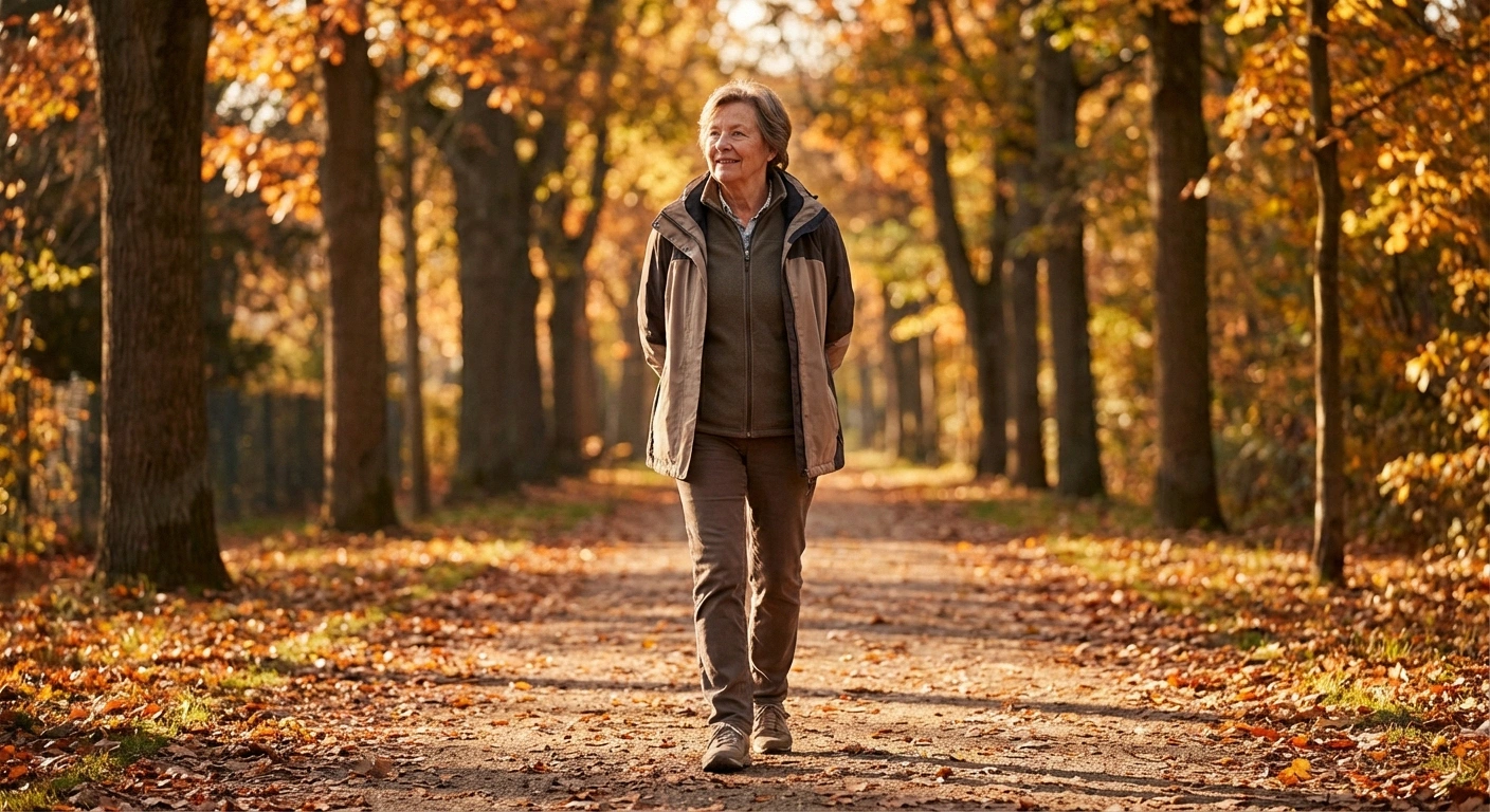 Person on a gentle recovery walk outdoors representing the gradual improvement possible with post-COVID neuropathy management
