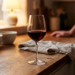 Glass of red wine on kitchen counter representing the question of how much alcohol is safe with neuropathy