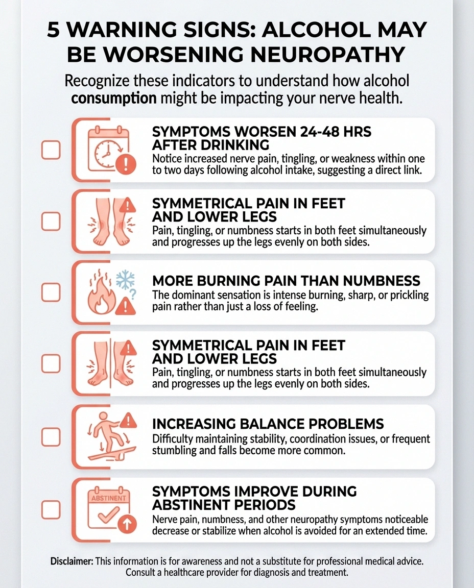 Five warning signs that alcohol may be contributing to worsening neuropathy symptoms