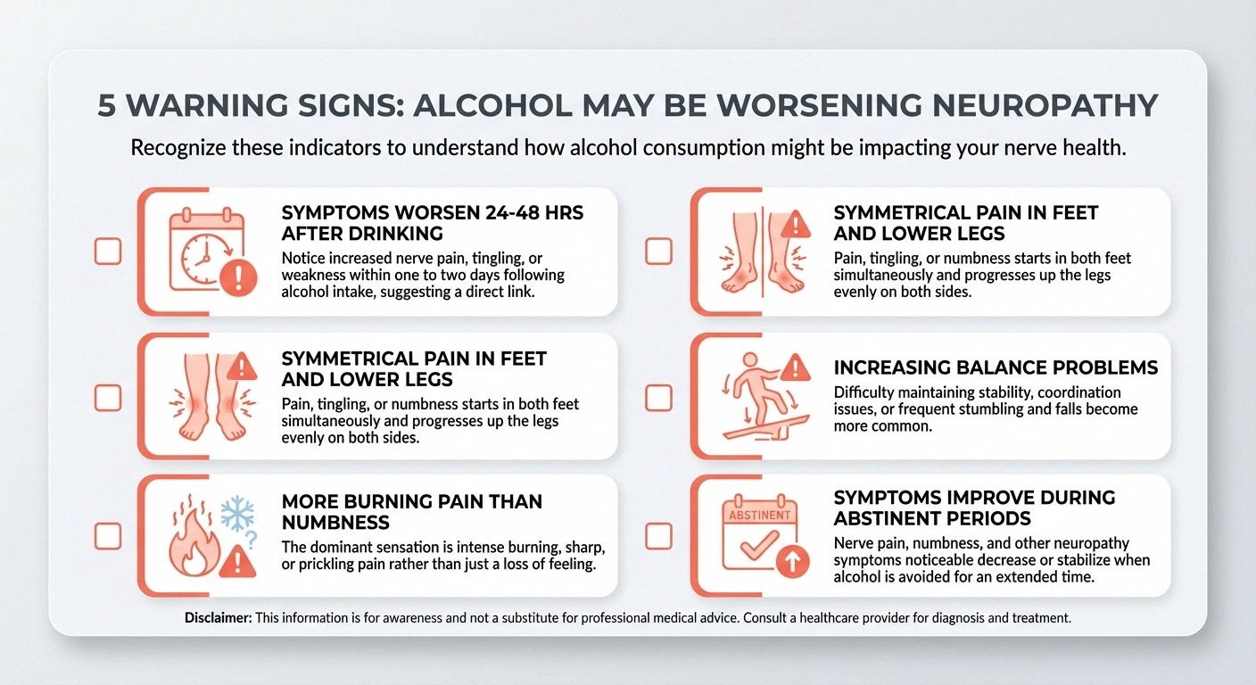 Five warning signs that alcohol may be contributing to worsening neuropathy symptoms