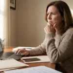 Person reviewing neuropathy medical records at home desk contemplating whether to seek a second opinion