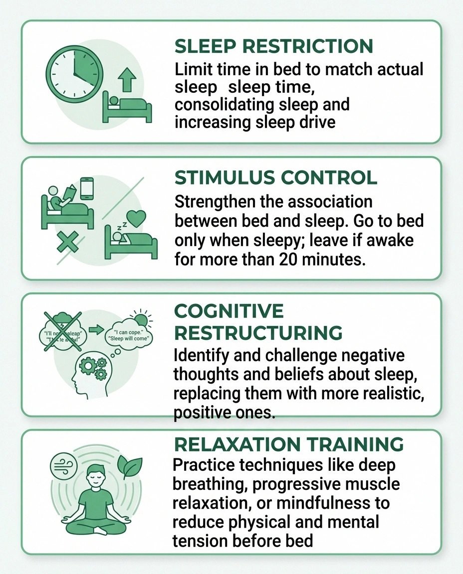Overview of CBT-I components for treating neuropathy related insomnia