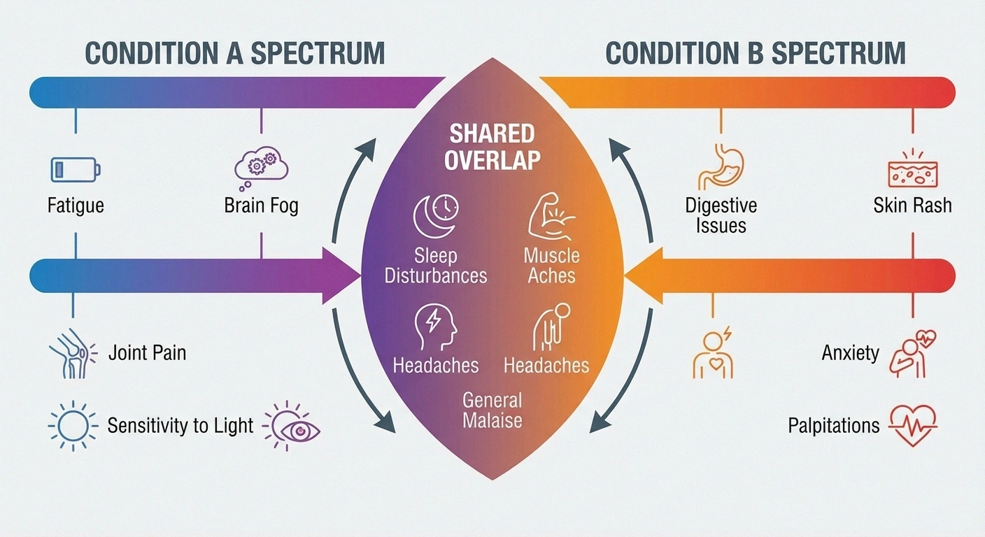 Side-by-side symptom spectrum showing how neuropathy affects sexual health in men and women