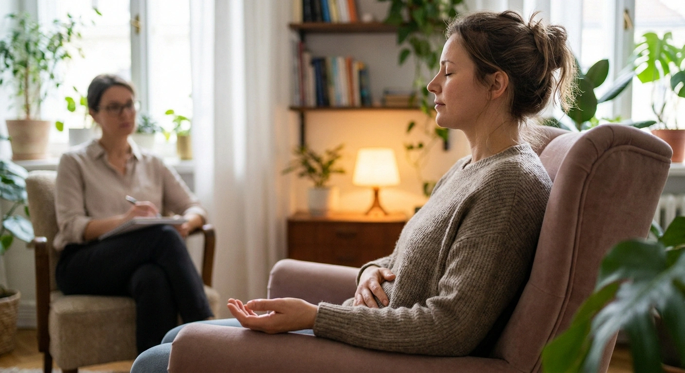Woman practicing mindfulness meditation as a non-medication approach to managing allodynia and neuropathic pain