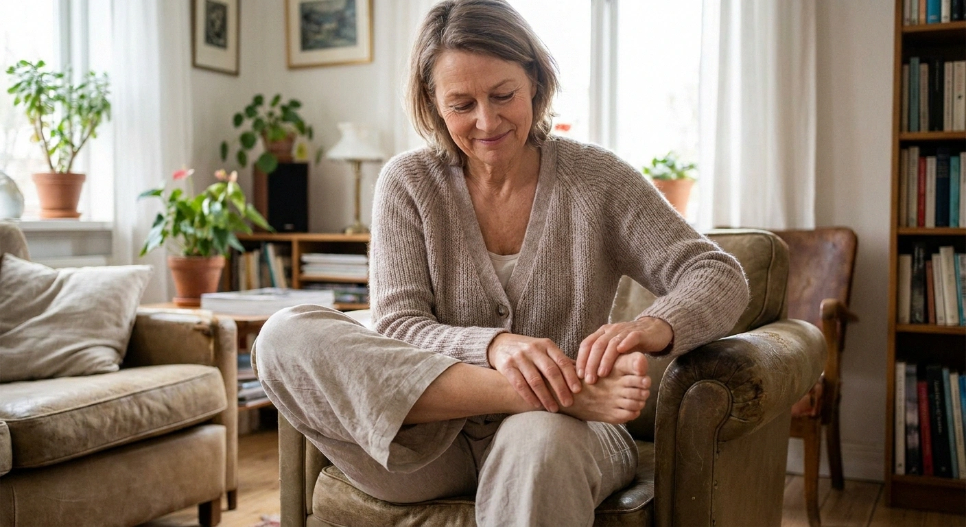 Person tracking neuropathy symptoms in feet while trying benfotiamine supplement