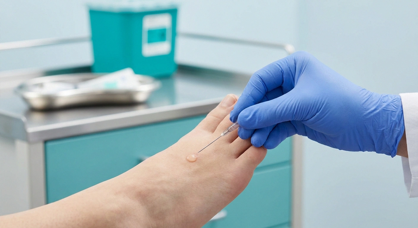 Intradermal botulinum toxin injection administered to foot for peripheral neuropathy pain treatment