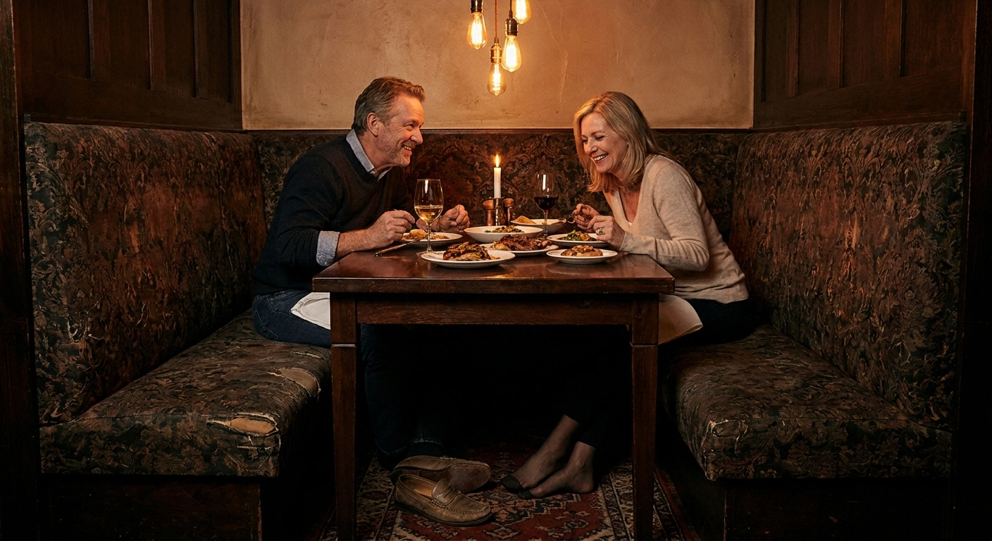 Comfortable restaurant booth seating for people with neuropathy enjoying social dining