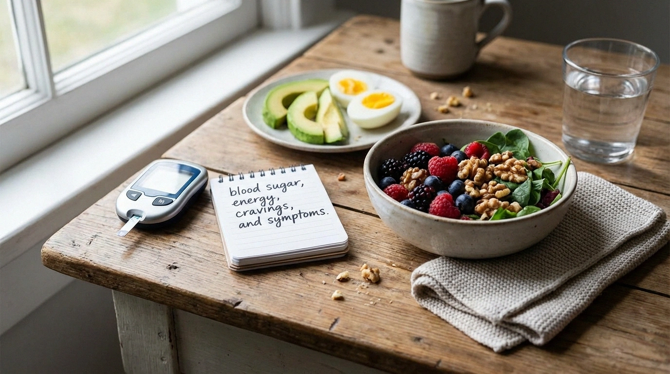 Blood sugar and symptom tracking tools alongside whole foods for neuropathy diet changes