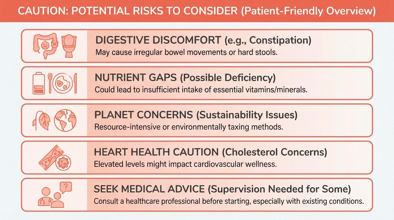 Infographic outlining the main risks and downsides of keto for neuropathy patients