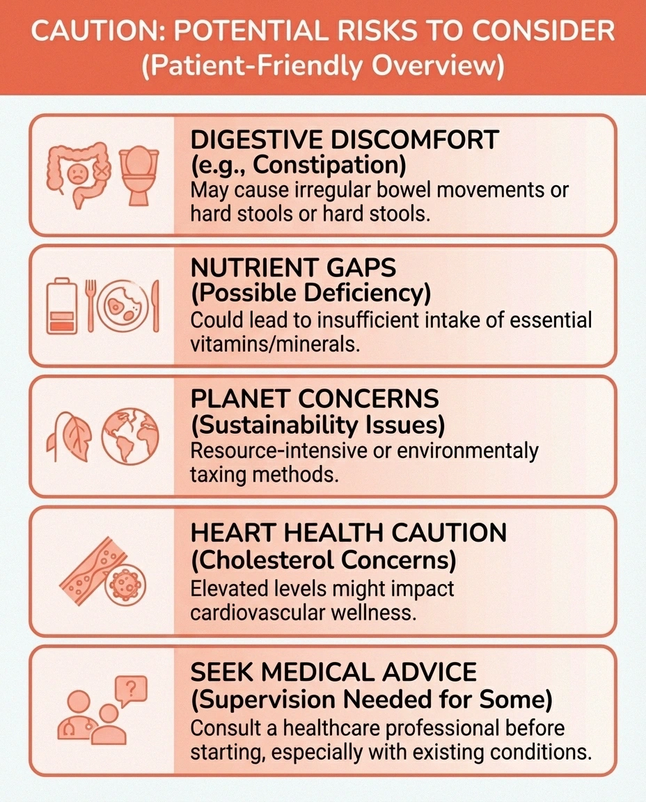 Infographic outlining the main risks and downsides of keto for neuropathy patients