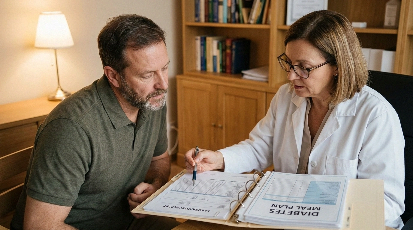 Doctor helping a neuropathy patient decide whether keto is safe to try