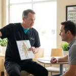 Clinician explaining how Lyme disease can affect the nerves during a medical visit