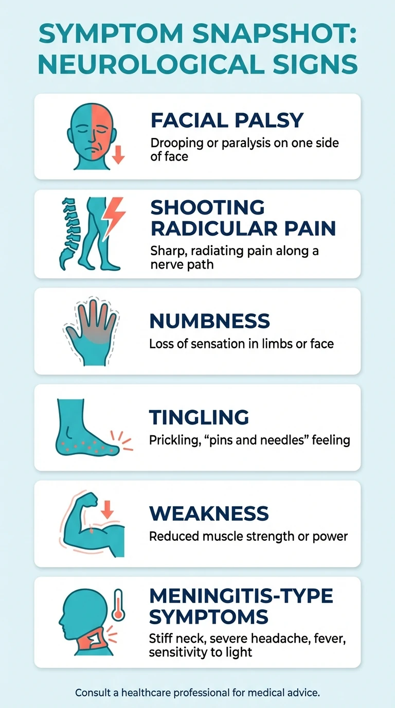 Infographic showing common nerve-related symptoms of Lyme disease
