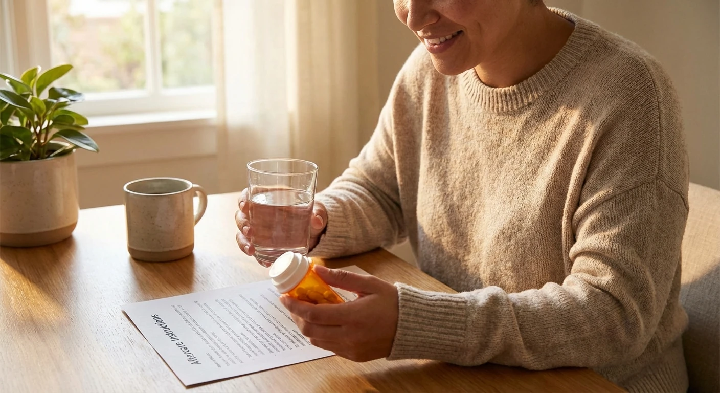 Person following antibiotic treatment instructions for Lyme-related nerve symptoms at home