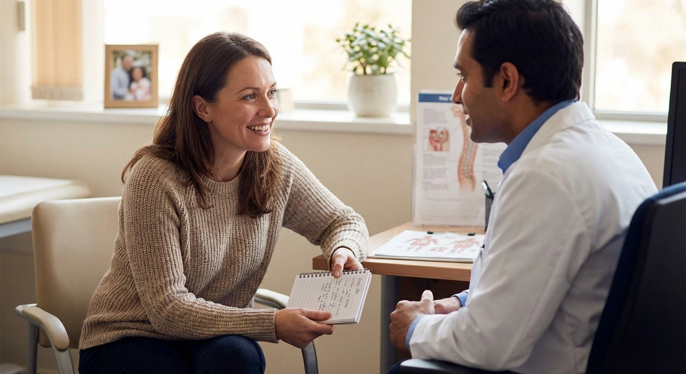 Patient discussing metformin B12 monitoring with their doctor during an appointment