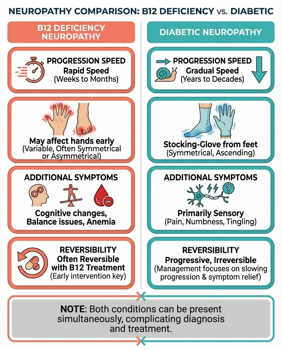 Comparison of metformin-induced B12 deficiency neuropathy versus diabetic neuropathy symptoms