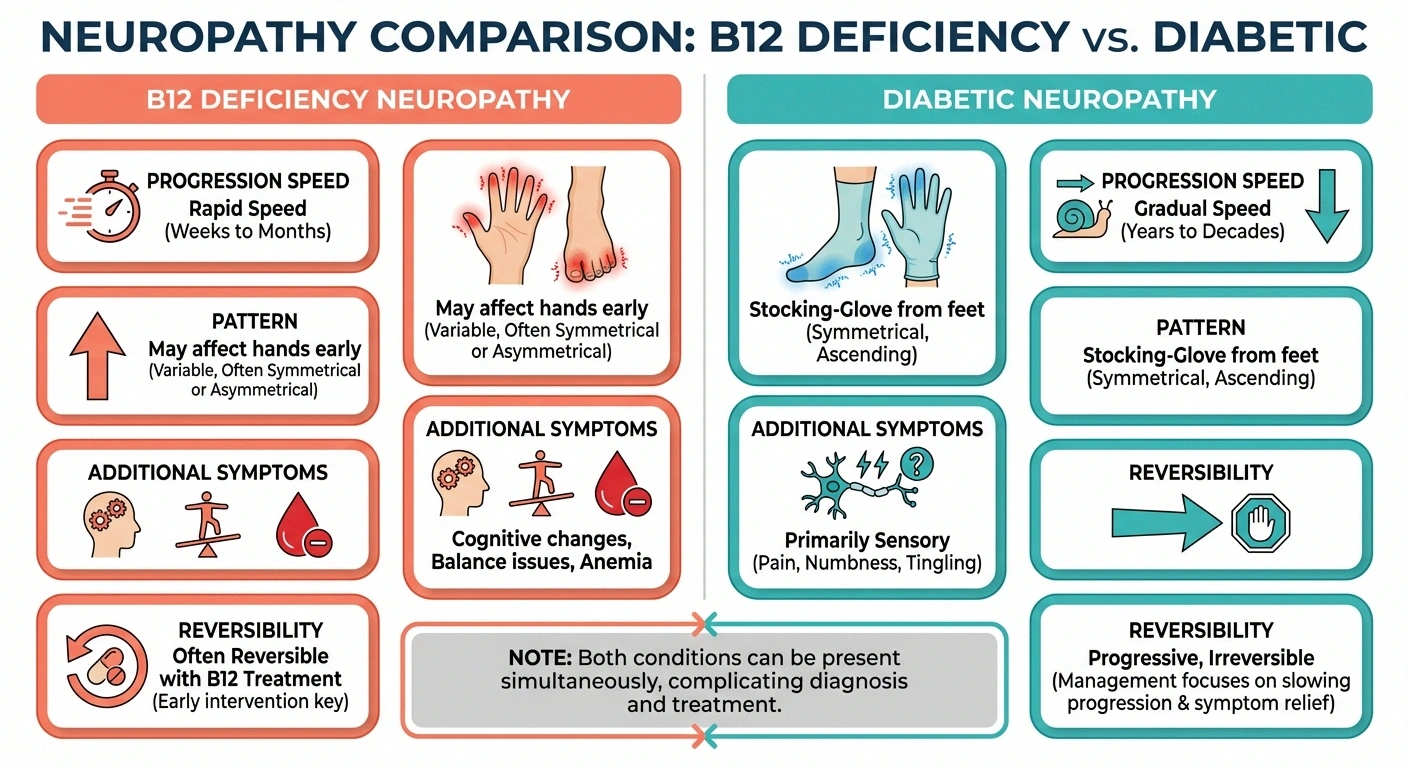 Comparison of metformin-induced B12 deficiency neuropathy versus diabetic neuropathy symptoms