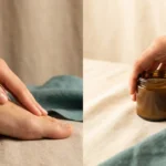 A side-by-side image of sensory testing on a foot and a hand grip strength test — illustrating the two types of peripheral neuropathy.