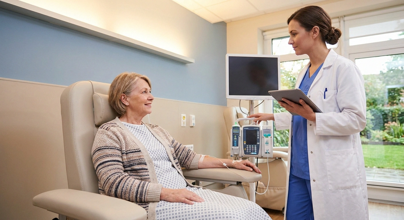 Patient receiving stem cell infusion therapy for peripheral neuropathy in clinical trial setting