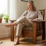 Older woman performing seated ankle circle exercises for neuropathy relief