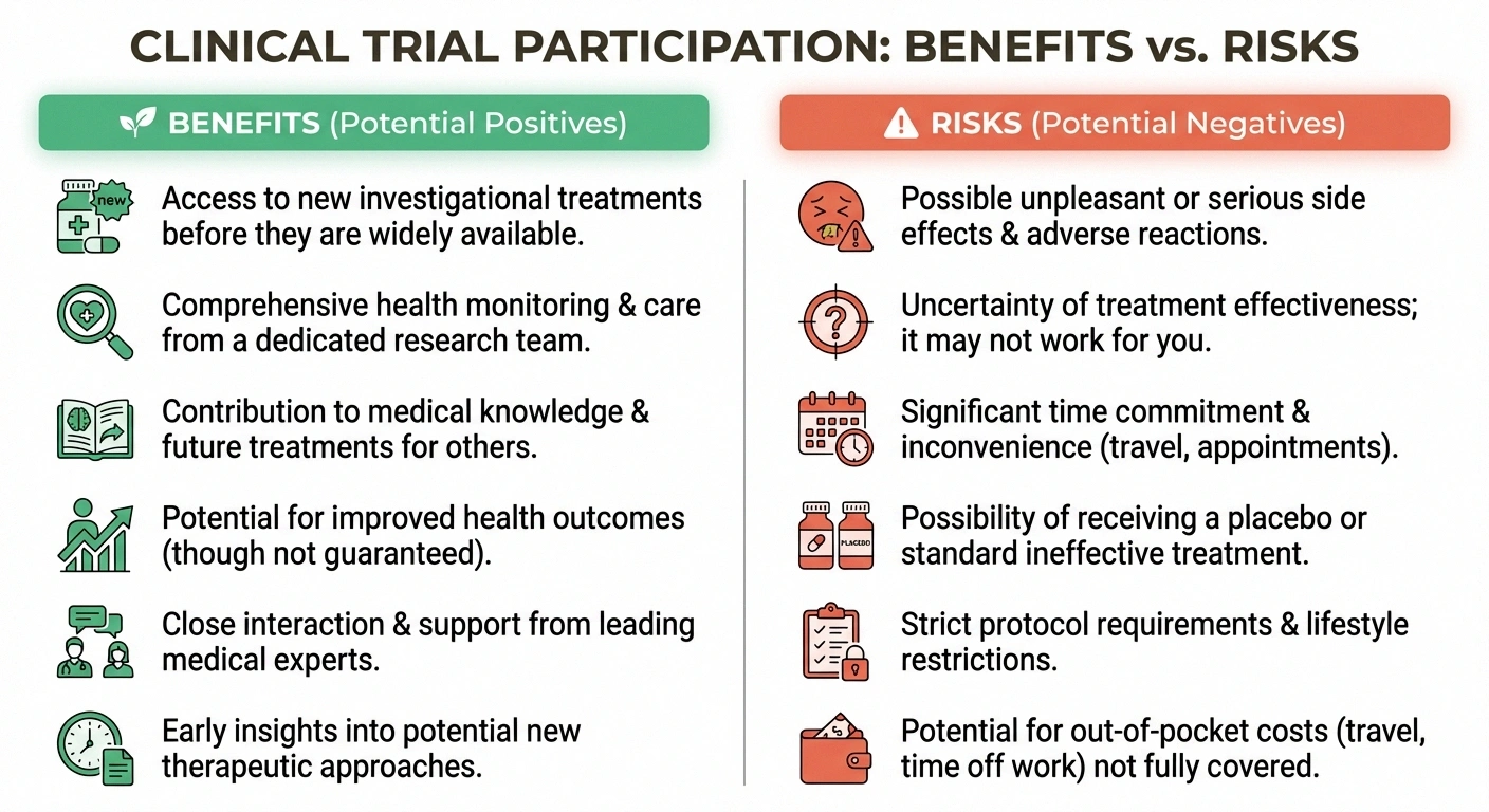 Comparison of benefits and risks of participating in neuropathy clinical trials