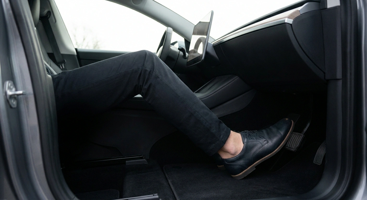 Proper foot position on the brake pedal for driving with neuropathy — heel on floor, ball of foot on pedal