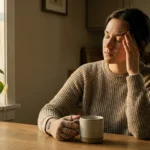 Person experiencing headache along with neuropathy symptoms at home