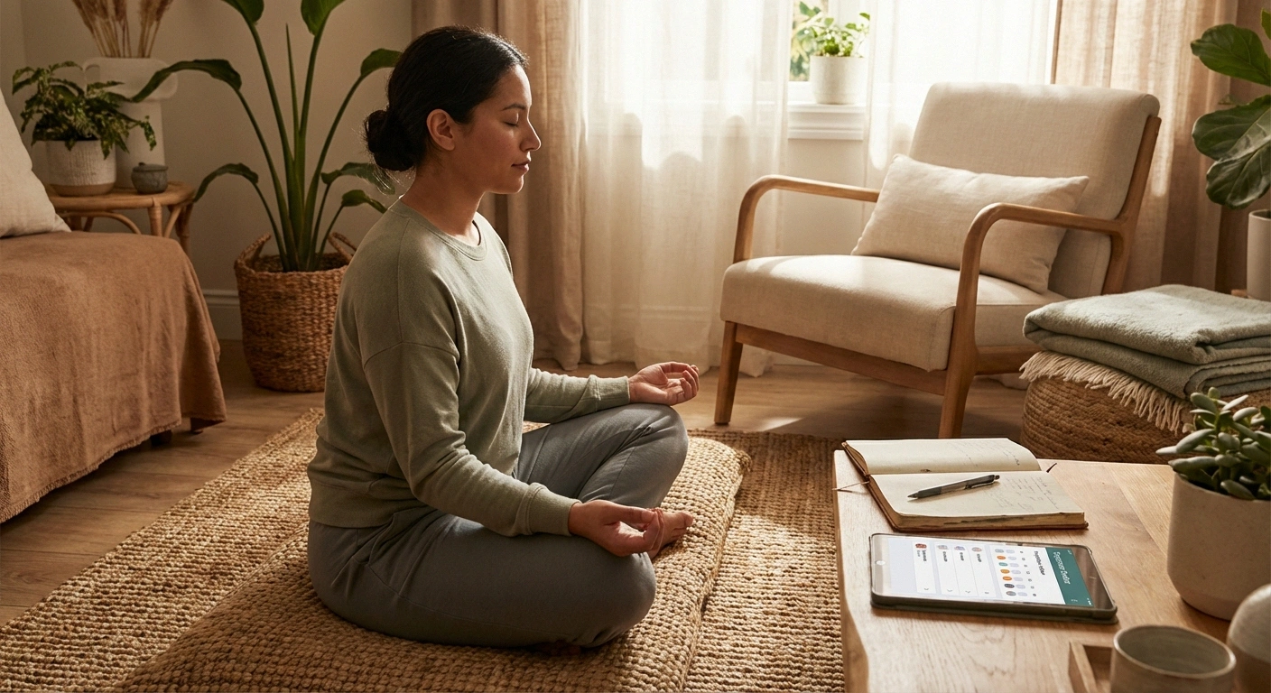 Person practicing mindfulness meditation to manage neuropathy pain and headaches
