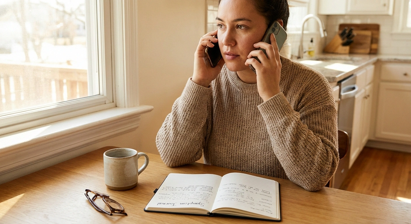 Person calling doctor about worsening headaches and neuropathy symptoms when to seek medical care