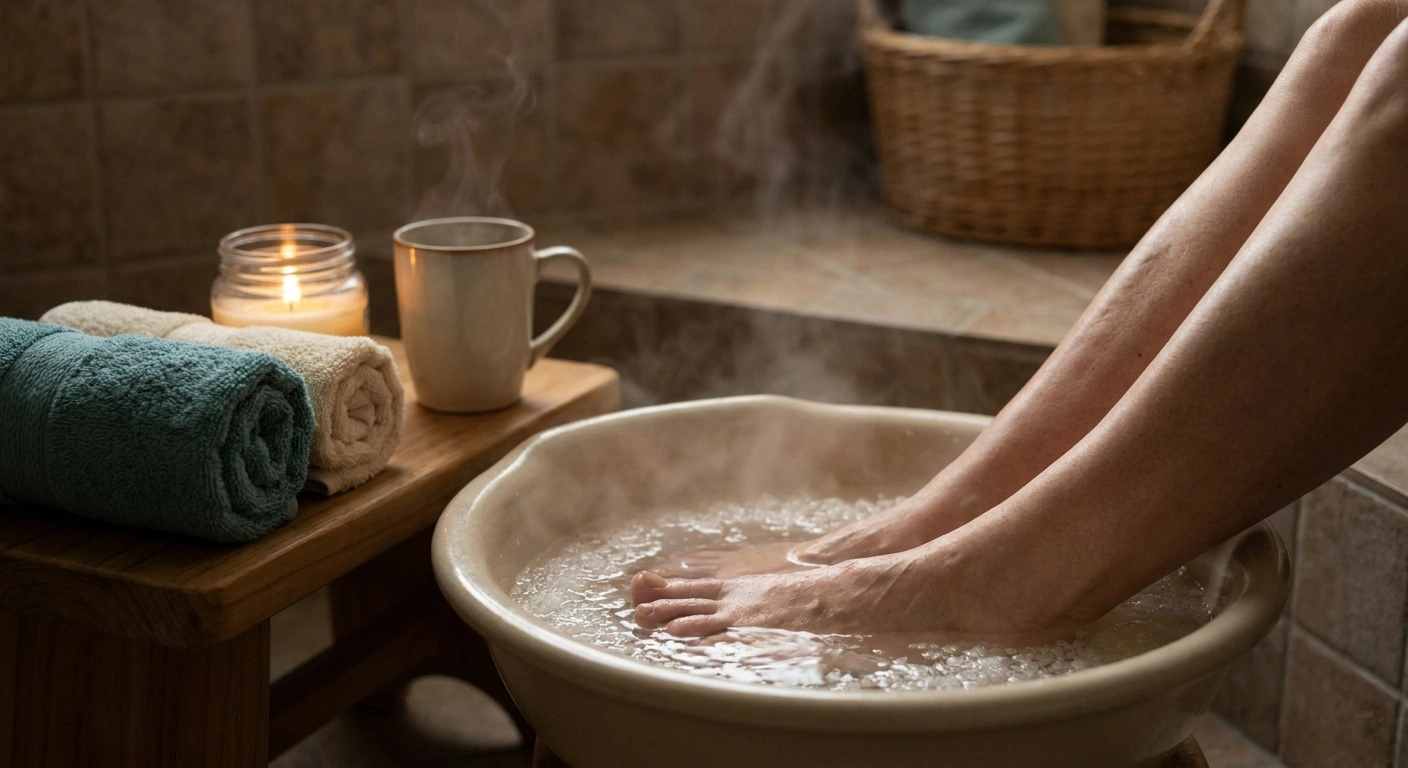 Warm foot soak as a pre-treatment for neuropathy pain before intimacy — a simple, practical strategy many couples use.
