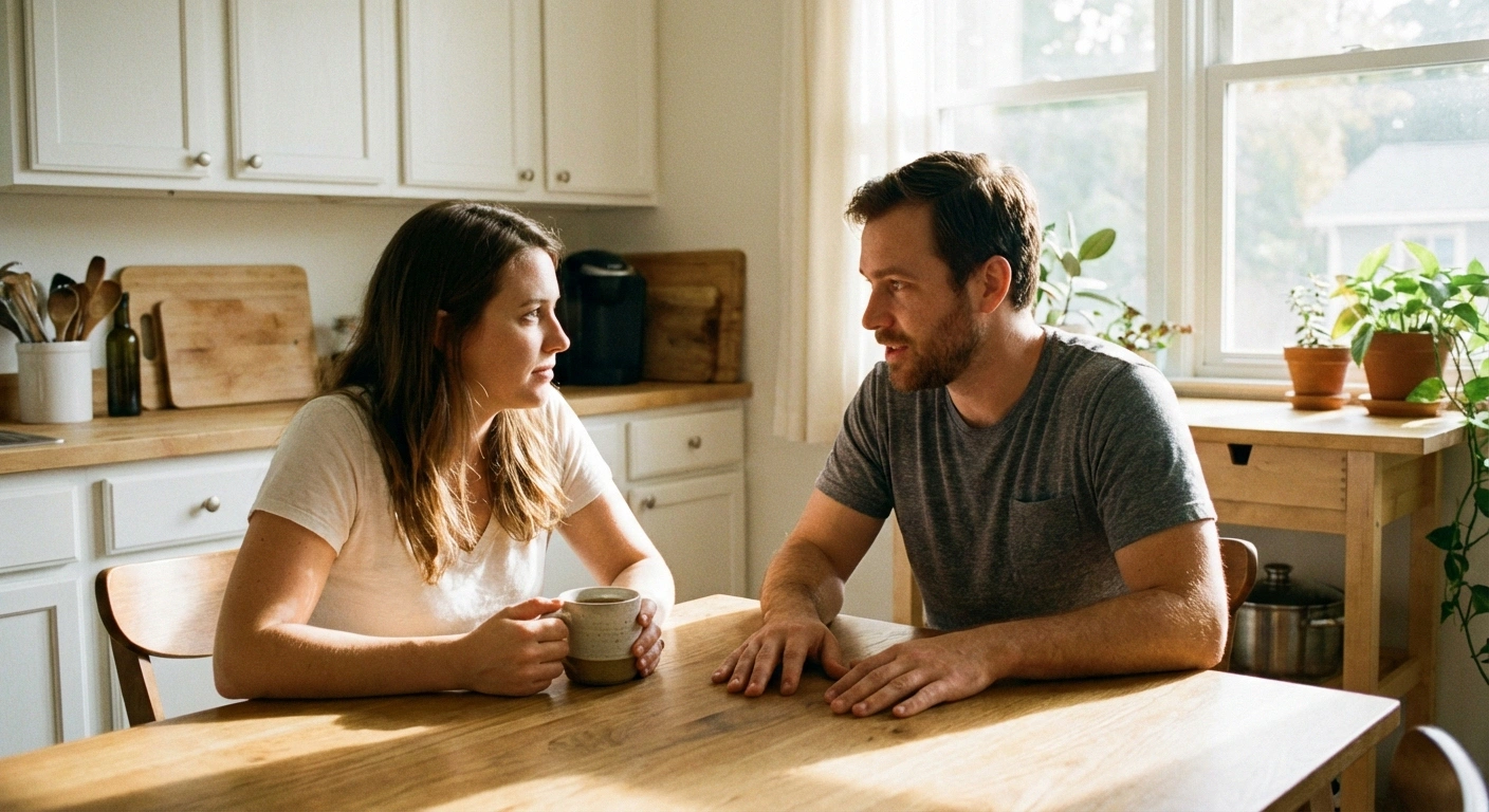 Couple having an honest supportive conversation about managing neuropathy in their relationship