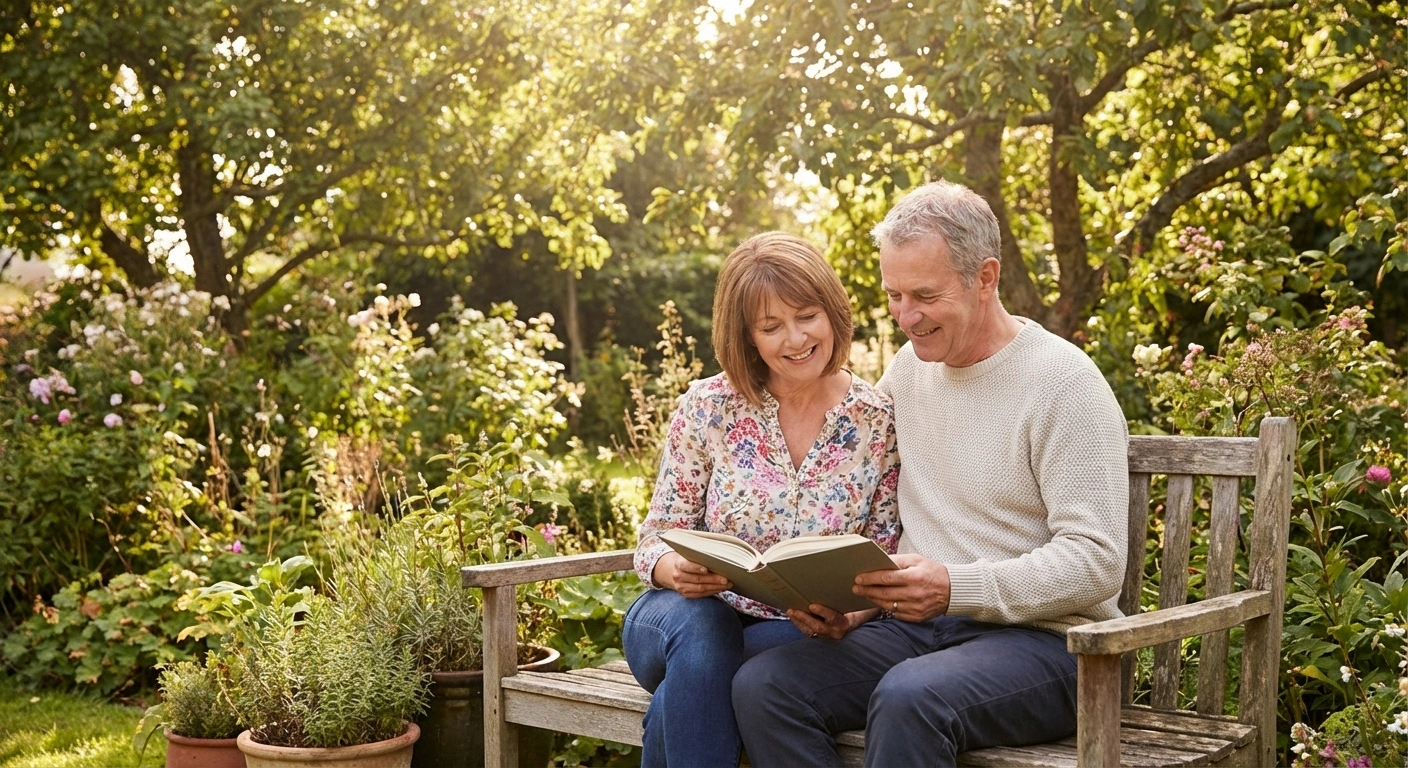 Couple enjoying a shared quiet activity together outdoors adapting their relationship around neuropathy limitations