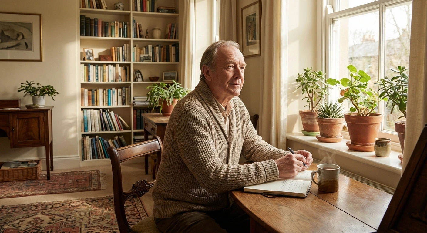 Retiree journaling about mental health and identity changes after neuropathy diagnosis