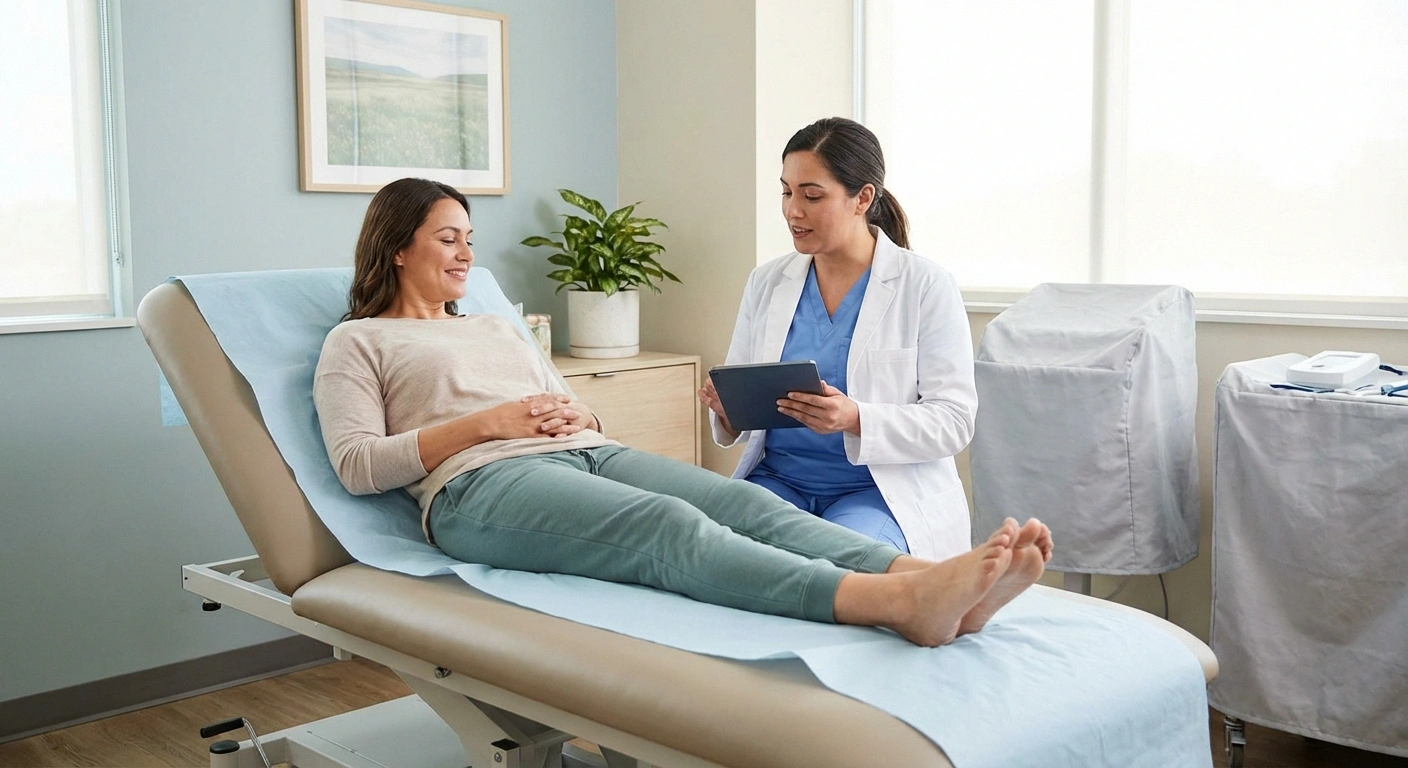 Patient receiving interventional pain management treatment representing spinal cord stimulation for neuropathy