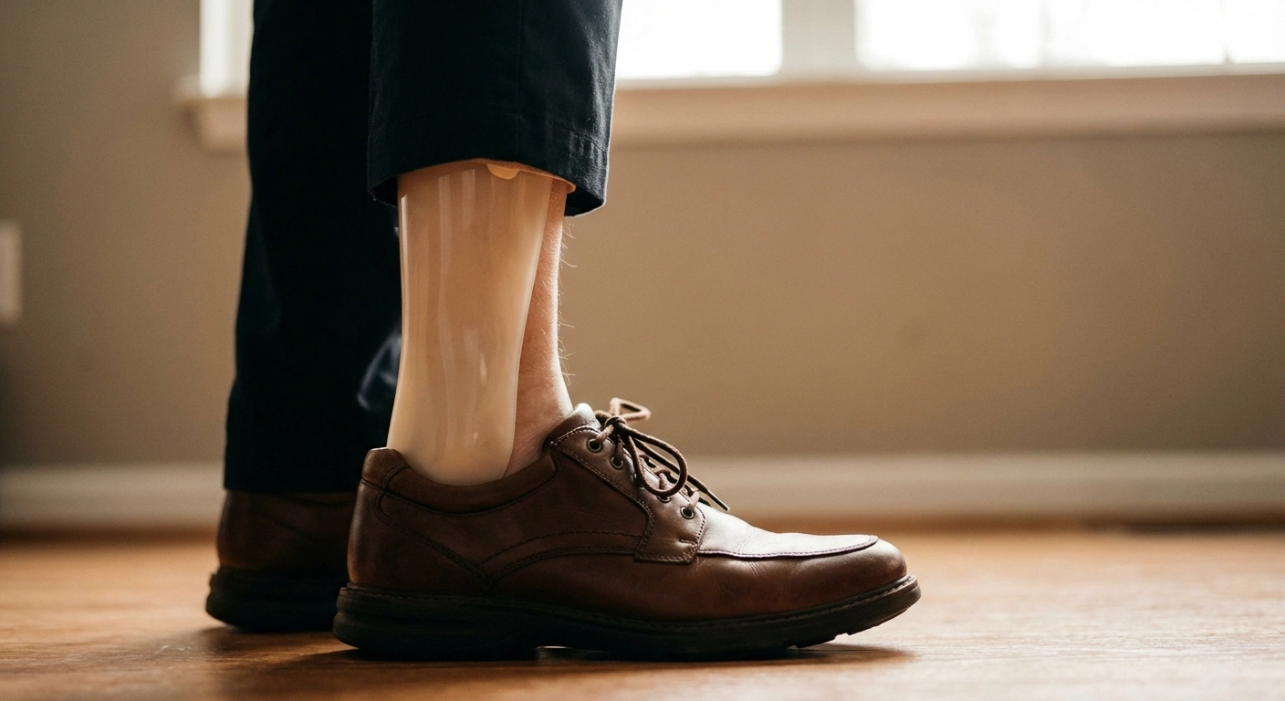 Ankle-foot orthosis AFO brace worn inside a shoe for foot drop management