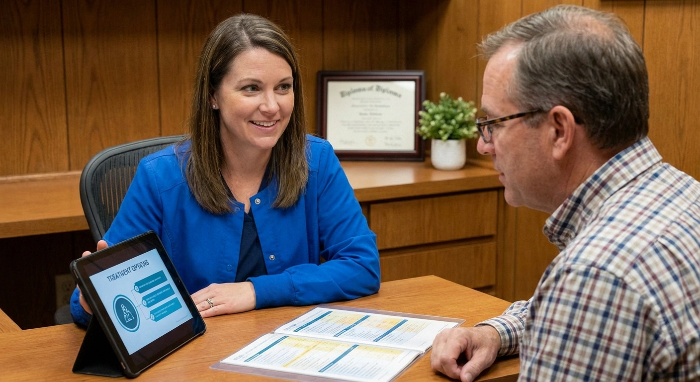 Pain management physician discussing PRP therapy candidacy with neuropathy patient