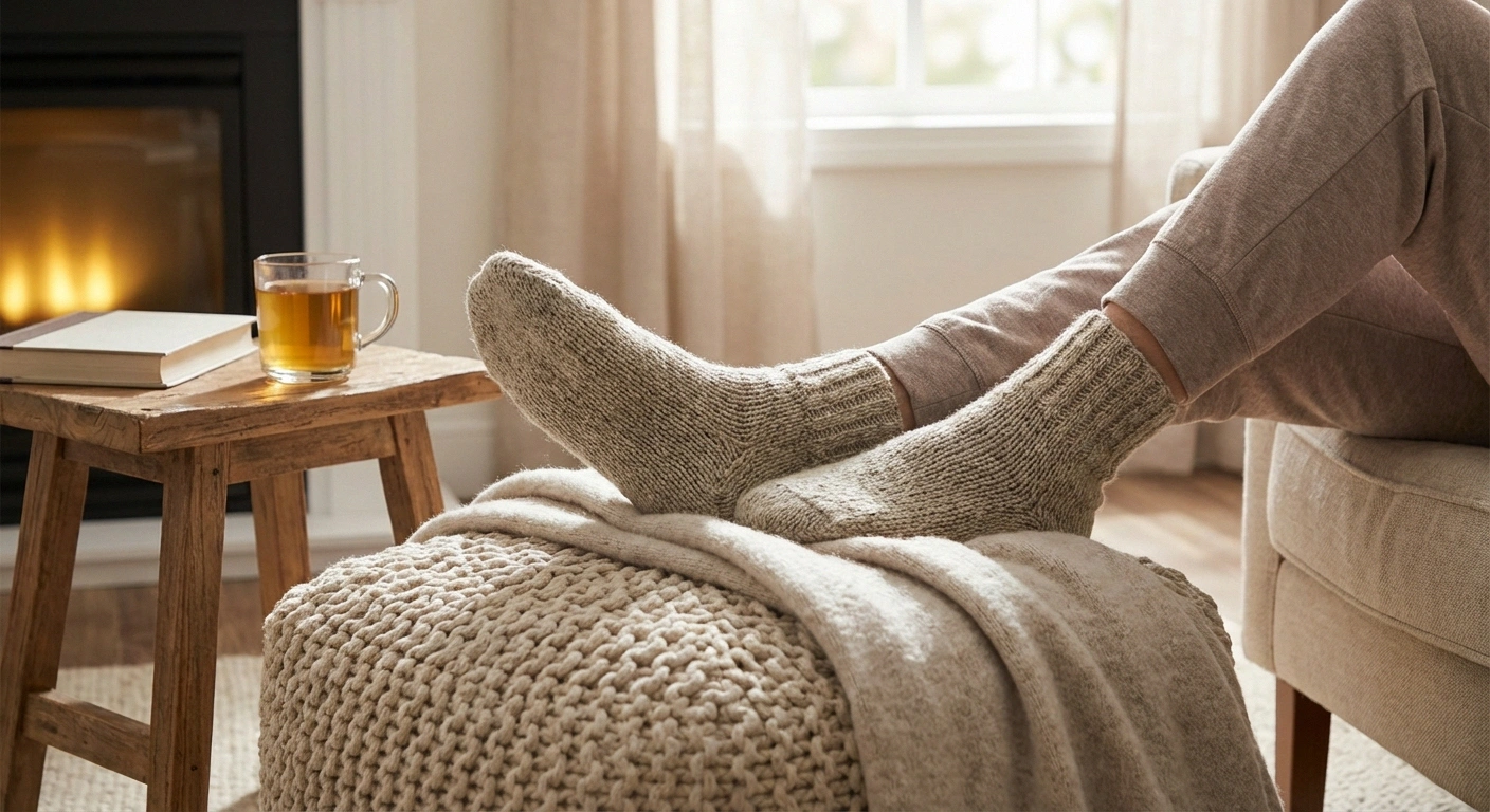 Comfortable feet at rest representing neuropathy pain relief after scrambler therapy treatment