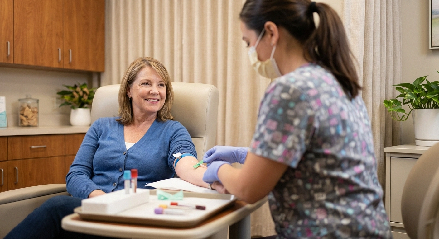 Patient having blood draw for Sjögren's syndrome antibody testing to diagnose autoimmune neuropathy
